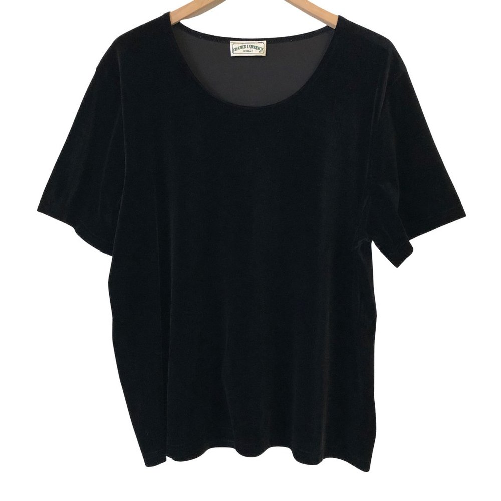 Vintage 90s velvet boxy tee shirt 2x black